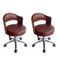 Modern Rotatable Backrest Counter Stool Steel Household Bar Stool with Pulley and Cushion Light Brown 2 Piece Set Clearhalo 'Bar Furniture' 'Bar Stools' 'bar_stools' 'furn' 'furn_bar_stools' 'furniture_bar_stools' 'Kitchen & Dining Furniture' 'kitchen&dining_furn' 'kitchen' 'kitchen_furn' Furniture' 4329421