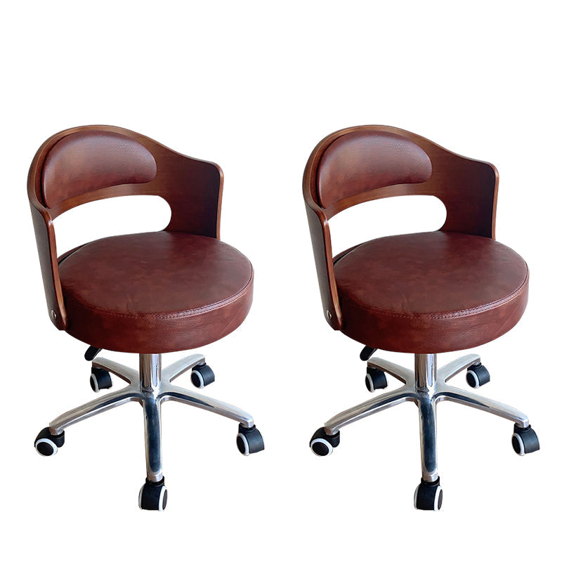 Modern Rotatable Backrest Counter Stool Steel Household Bar Stool with Pulley and Cushion Light Brown 2 Piece Set Clearhalo 'Bar Furniture' 'Bar Stools' 'bar_stools' 'furn' 'furn_bar_stools' 'furniture_bar_stools' 'Kitchen & Dining Furniture' 'kitchen&dining_furn' 'kitchen' 'kitchen_furn' Furniture' 4329421