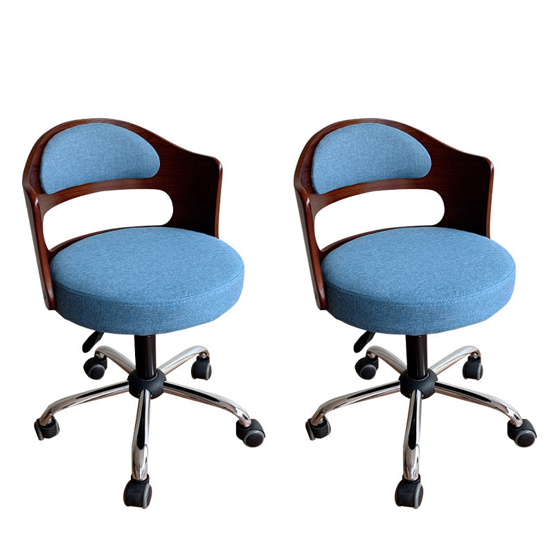 Modern Rotatable Backrest Counter Stool Steel Household Bar Stool with Pulley and Cushion Blue 2 Piece Set Clearhalo 'Bar Furniture' 'Bar Stools' 'bar_stools' 'furn' 'furn_bar_stools' 'furniture_bar_stools' 'Kitchen & Dining Furniture' 'kitchen&dining_furn' 'kitchen' 'kitchen_furn' Furniture' 4329422