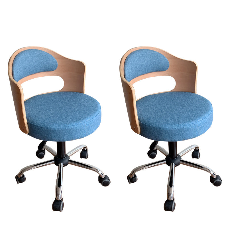 Modern Rotatable Backrest Counter Stool Steel Household Bar Stool with Pulley and Cushion Sky Blue 2 Piece Set Clearhalo 'Bar Furniture' 'Bar Stools' 'bar_stools' 'furn' 'furn_bar_stools' 'furniture_bar_stools' 'Kitchen & Dining Furniture' 'kitchen&dining_furn' 'kitchen' 'kitchen_furn' Furniture' 4329423