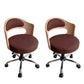 Modern Rotatable Backrest Counter Stool Steel Household Bar Stool with Pulley and Cushion Dark Coffee 2 Piece Set Clearhalo 'Bar Furniture' 'Bar Stools' 'bar_stools' 'furn' 'furn_bar_stools' 'furniture_bar_stools' 'Kitchen & Dining Furniture' 'kitchen&dining_furn' 'kitchen' 'kitchen_furn' Furniture' 4329424