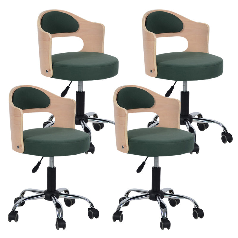 Modern Rotatable Backrest Counter Stool Steel Household Bar Stool with Pulley and Cushion Blackish Green 4 Piece Set Clearhalo 'Bar Furniture' 'Bar Stools' 'bar_stools' 'furn' 'furn_bar_stools' 'furniture_bar_stools' 'Kitchen & Dining Furniture' 'kitchen&dining_furn' 'kitchen' 'kitchen_furn' Furniture' 4329425