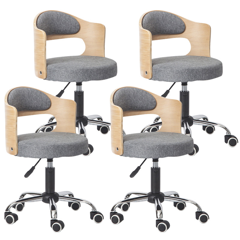 Modern Rotatable Backrest Counter Stool Steel Household Bar Stool with Pulley and Cushion Grey 4 Piece Set Clearhalo 'Bar Furniture' 'Bar Stools' 'bar_stools' 'furn' 'furn_bar_stools' 'furniture_bar_stools' 'Kitchen & Dining Furniture' 'kitchen&dining_furn' 'kitchen' 'kitchen_furn' Furniture' 4329426