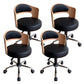 Modern Rotatable Backrest Counter Stool Steel Household Bar Stool with Pulley and Cushion Gloss Black 4 Piece Set Clearhalo 'Bar Furniture' 'Bar Stools' 'bar_stools' 'furn' 'furn_bar_stools' 'furniture_bar_stools' 'Kitchen & Dining Furniture' 'kitchen&dining_furn' 'kitchen' 'kitchen_furn' Furniture' 4329427