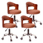 Modern Rotatable Backrest Counter Stool Steel Household Bar Stool with Pulley and Cushion Coffee 4 Piece Set Clearhalo 'Bar Furniture' 'Bar Stools' 'bar_stools' 'furn' 'furn_bar_stools' 'furniture_bar_stools' 'Kitchen & Dining Furniture' 'kitchen&dining_furn' 'kitchen' 'kitchen_furn' Furniture' 4329429