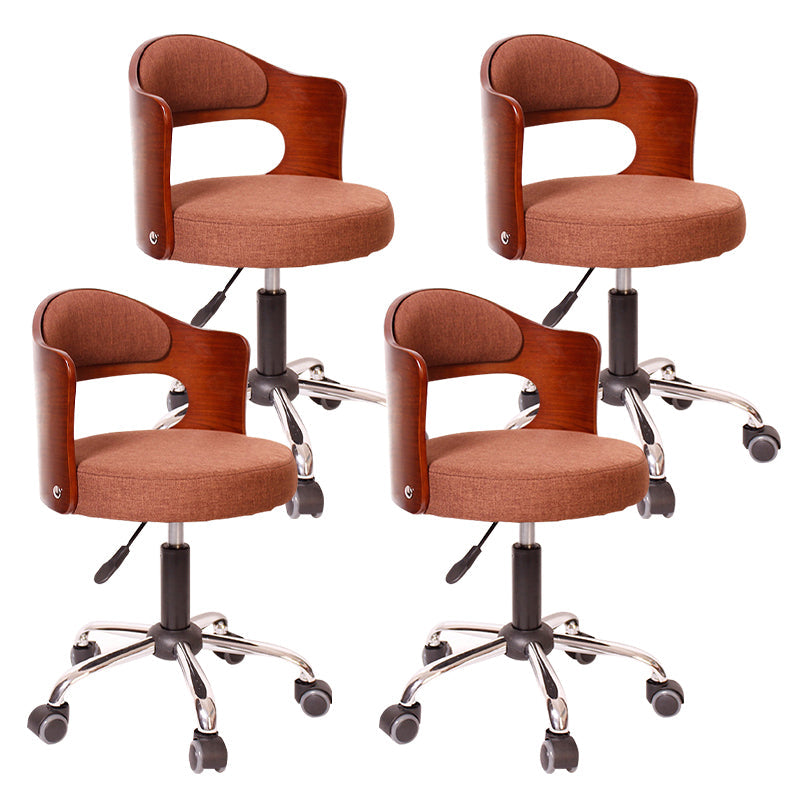 Modern Rotatable Backrest Counter Stool Steel Household Bar Stool with Pulley and Cushion Coffee 4 Piece Set Clearhalo 'Bar Furniture' 'Bar Stools' 'bar_stools' 'furn' 'furn_bar_stools' 'furniture_bar_stools' 'Kitchen & Dining Furniture' 'kitchen&dining_furn' 'kitchen' 'kitchen_furn' Furniture' 4329429
