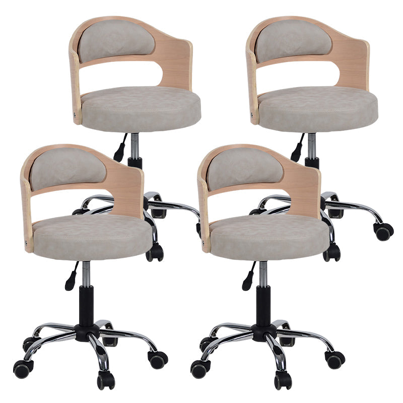 Modern Rotatable Backrest Counter Stool Steel Household Bar Stool with Pulley and Cushion Khaki 4 Piece Set Clearhalo 'Bar Furniture' 'Bar Stools' 'bar_stools' 'furn' 'furn_bar_stools' 'furniture_bar_stools' 'Kitchen & Dining Furniture' 'kitchen&dining_furn' 'kitchen' 'kitchen_furn' Furniture' 4329430