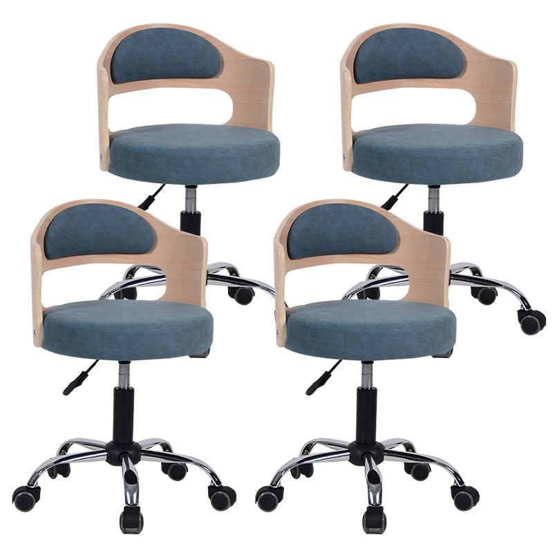 Modern Rotatable Backrest Counter Stool Steel Household Bar Stool with Pulley and Cushion Ocean Blue 4 Piece Set Clearhalo 'Bar Furniture' 'Bar Stools' 'bar_stools' 'furn' 'furn_bar_stools' 'furniture_bar_stools' 'Kitchen & Dining Furniture' 'kitchen&dining_furn' 'kitchen' 'kitchen_furn' Furniture' 4329431