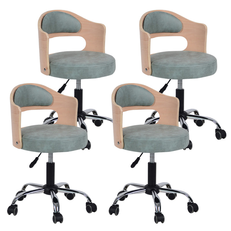 Modern Rotatable Backrest Counter Stool Steel Household Bar Stool with Pulley and Cushion Turquoise 4 Piece Set Clearhalo 'Bar Furniture' 'Bar Stools' 'bar_stools' 'furn' 'furn_bar_stools' 'furniture_bar_stools' 'Kitchen & Dining Furniture' 'kitchen&dining_furn' 'kitchen' 'kitchen_furn' Furniture' 4329433