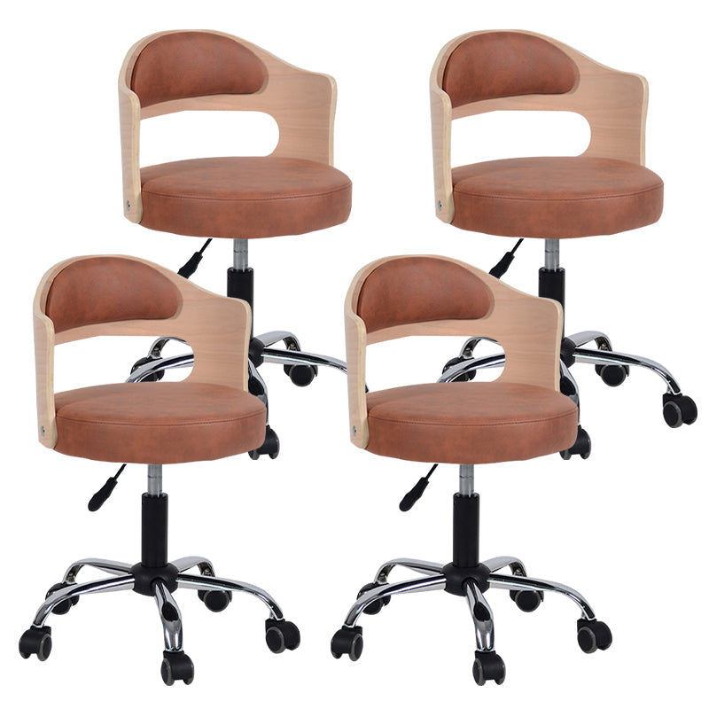 Modern Rotatable Backrest Counter Stool Steel Household Bar Stool with Pulley and Cushion Tan 4 Piece Set Clearhalo 'Bar Furniture' 'Bar Stools' 'bar_stools' 'furn' 'furn_bar_stools' 'furniture_bar_stools' 'Kitchen & Dining Furniture' 'kitchen&dining_furn' 'kitchen' 'kitchen_furn' Furniture' 4329434
