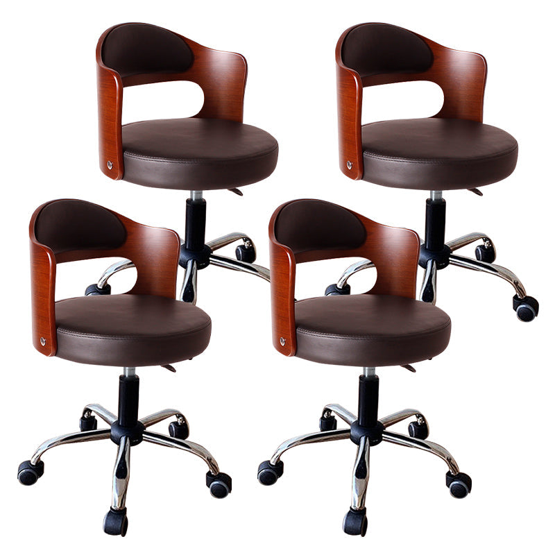 Modern Rotatable Backrest Counter Stool Steel Household Bar Stool with Pulley and Cushion Matte Black 4 Piece Set Clearhalo 'Bar Furniture' 'Bar Stools' 'bar_stools' 'furn' 'furn_bar_stools' 'furniture_bar_stools' 'Kitchen & Dining Furniture' 'kitchen&dining_furn' 'kitchen' 'kitchen_furn' Furniture' 4329438
