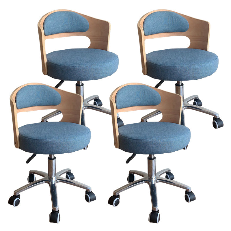 Modern Rotatable Backrest Counter Stool Steel Household Bar Stool with Pulley and Cushion Light Blue 4 Piece Set Clearhalo 'Bar Furniture' 'Bar Stools' 'bar_stools' 'furn' 'furn_bar_stools' 'furniture_bar_stools' 'Kitchen & Dining Furniture' 'kitchen&dining_furn' 'kitchen' 'kitchen_furn' Furniture' 4329439