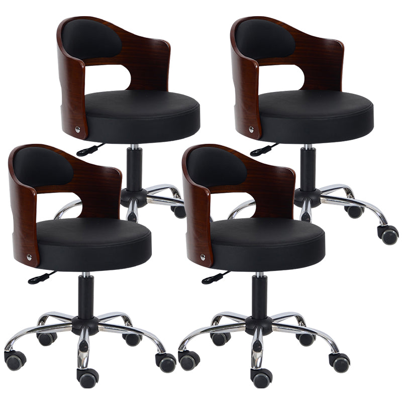 Modern Rotatable Backrest Counter Stool Steel Household Bar Stool with Pulley and Cushion Black 4 Piece Set Clearhalo 'Bar Furniture' 'Bar Stools' 'bar_stools' 'furn' 'furn_bar_stools' 'furniture_bar_stools' 'Kitchen & Dining Furniture' 'kitchen&dining_furn' 'kitchen' 'kitchen_furn' Furniture' 4329440