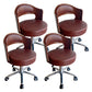 Modern Rotatable Backrest Counter Stool Steel Household Bar Stool with Pulley and Cushion Light Brown 4 Piece Set Clearhalo 'Bar Furniture' 'Bar Stools' 'bar_stools' 'furn' 'furn_bar_stools' 'furniture_bar_stools' 'Kitchen & Dining Furniture' 'kitchen&dining_furn' 'kitchen' 'kitchen_furn' Furniture' 4329442