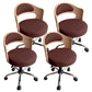 Modern Rotatable Backrest Counter Stool Steel Household Bar Stool with Pulley and Cushion Dark Coffee 4 Piece Set Clearhalo 'Bar Furniture' 'Bar Stools' 'bar_stools' 'furn' 'furn_bar_stools' 'furniture_bar_stools' 'Kitchen & Dining Furniture' 'kitchen&dining_furn' 'kitchen' 'kitchen_furn' Furniture' 4329445