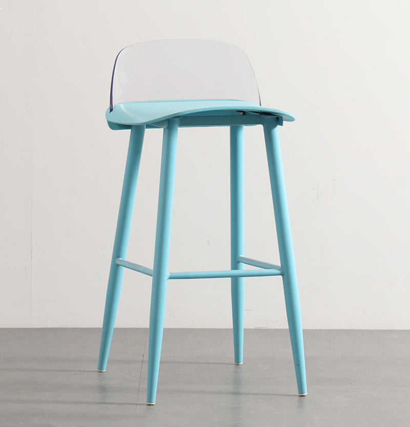 Scandinavian Style Bar-stool with Metal Legs Square Seat Counter Stool for Kitchen Bar Blue-Clear 1 Piece Clearhalo 'Bar Furniture' 'Bar Stools' 'bar_stools' 'furn' 'furn_bar_stools' 'furniture_bar_stools' 'Kitchen & Dining Furniture' 'kitchen&dining_furn' 'kitchen' 'kitchen_furn' Furniture' 4329460