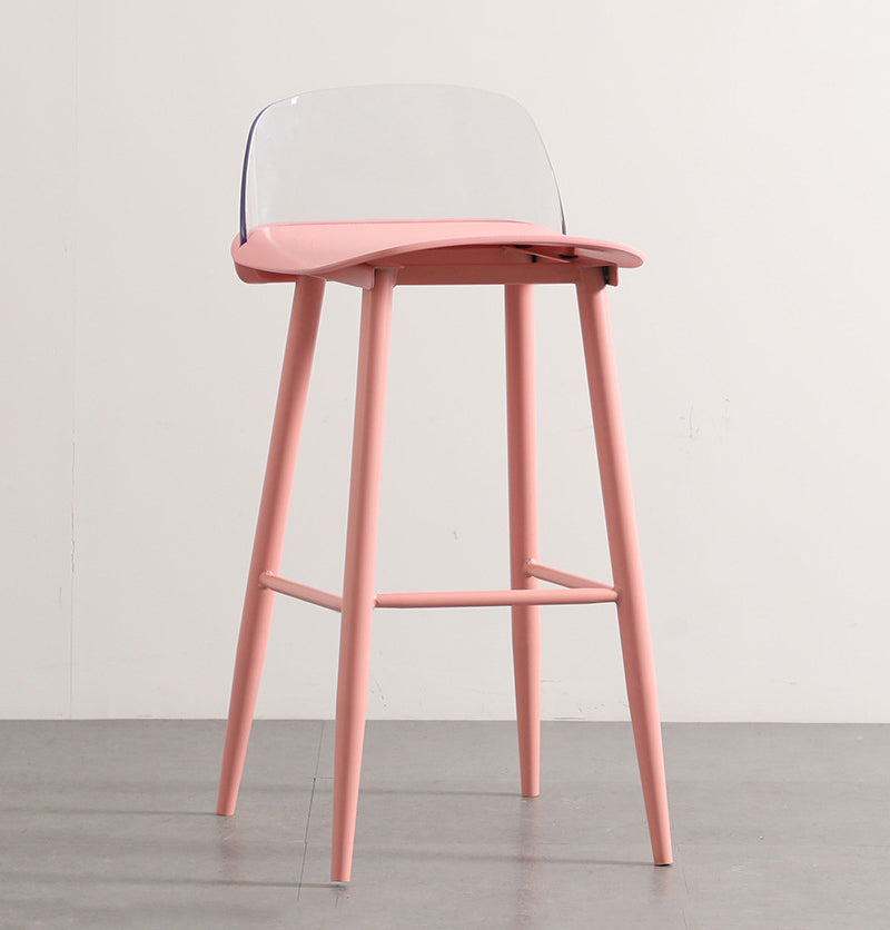 Scandinavian Style Bar-stool with Metal Legs Square Seat Counter Stool for Kitchen Bar Red Clear 1 Piece Clearhalo 'Bar Furniture' 'Bar Stools' 'bar_stools' 'furn' 'furn_bar_stools' 'furniture_bar_stools' 'Kitchen & Dining Furniture' 'kitchen&dining_furn' 'kitchen' 'kitchen_furn' Furniture' 4329462