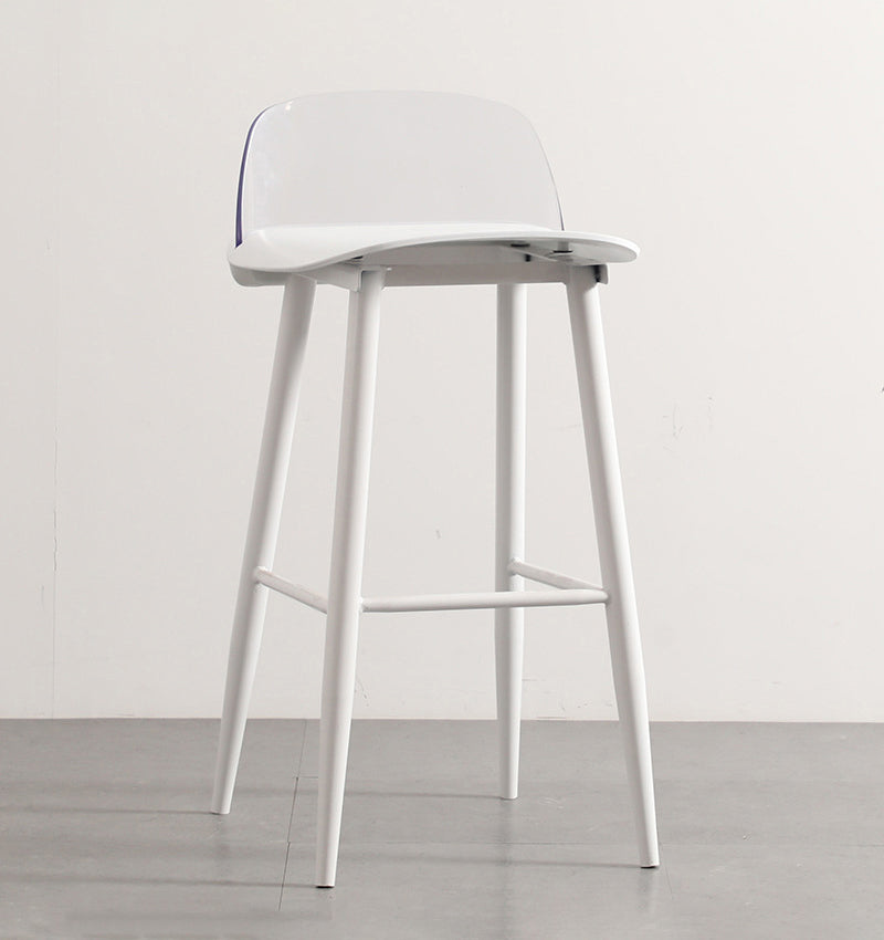 Scandinavian Style Bar-stool with Metal Legs Square Seat Counter Stool for Kitchen Bar White-Clear 1 Piece Clearhalo 'Bar Furniture' 'Bar Stools' 'bar_stools' 'furn' 'furn_bar_stools' 'furniture_bar_stools' 'Kitchen & Dining Furniture' 'kitchen&dining_furn' 'kitchen' 'kitchen_furn' Furniture' 4329463