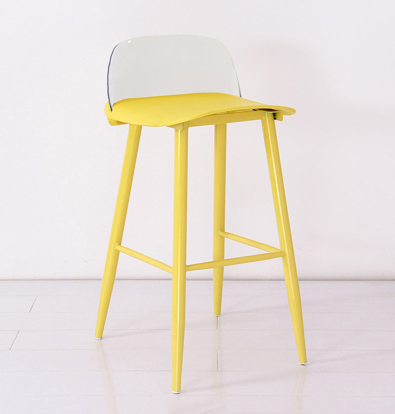 Scandinavian Style Bar-stool with Metal Legs Square Seat Counter Stool for Kitchen Bar Beige-Clear 1 Piece Clearhalo 'Bar Furniture' 'Bar Stools' 'bar_stools' 'furn' 'furn_bar_stools' 'furniture_bar_stools' 'Kitchen & Dining Furniture' 'kitchen&dining_furn' 'kitchen' 'kitchen_furn' Furniture' 4329464