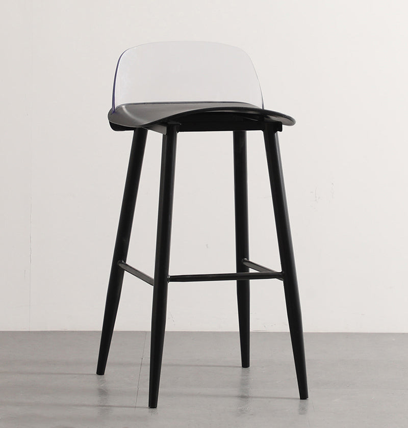 Scandinavian Style Bar-stool with Metal Legs Square Seat Counter Stool for Kitchen Bar Black Clear 1 Piece Clearhalo 'Bar Furniture' 'Bar Stools' 'bar_stools' 'furn' 'furn_bar_stools' 'furniture_bar_stools' 'Kitchen & Dining Furniture' 'kitchen&dining_furn' 'kitchen' 'kitchen_furn' Furniture' 4329465
