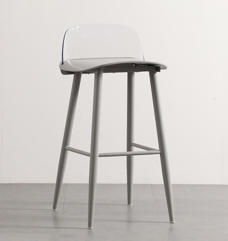 Scandinavian Style Bar-stool with Metal Legs Square Seat Counter Stool for Kitchen Bar Gray-Clear 1 Piece Clearhalo 'Bar Furniture' 'Bar Stools' 'bar_stools' 'furn' 'furn_bar_stools' 'furniture_bar_stools' 'Kitchen & Dining Furniture' 'kitchen&dining_furn' 'kitchen' 'kitchen_furn' Furniture' 4329466