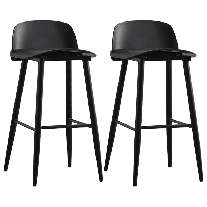 Scandinavian Style Bar-stool with Metal Legs Square Seat Counter Stool for Kitchen Bar Black 2 Piece Set Clearhalo 'Bar Furniture' 'Bar Stools' 'bar_stools' 'furn' 'furn_bar_stools' 'furniture_bar_stools' 'Kitchen & Dining Furniture' 'kitchen&dining_furn' 'kitchen' 'kitchen_furn' Furniture' 4329471