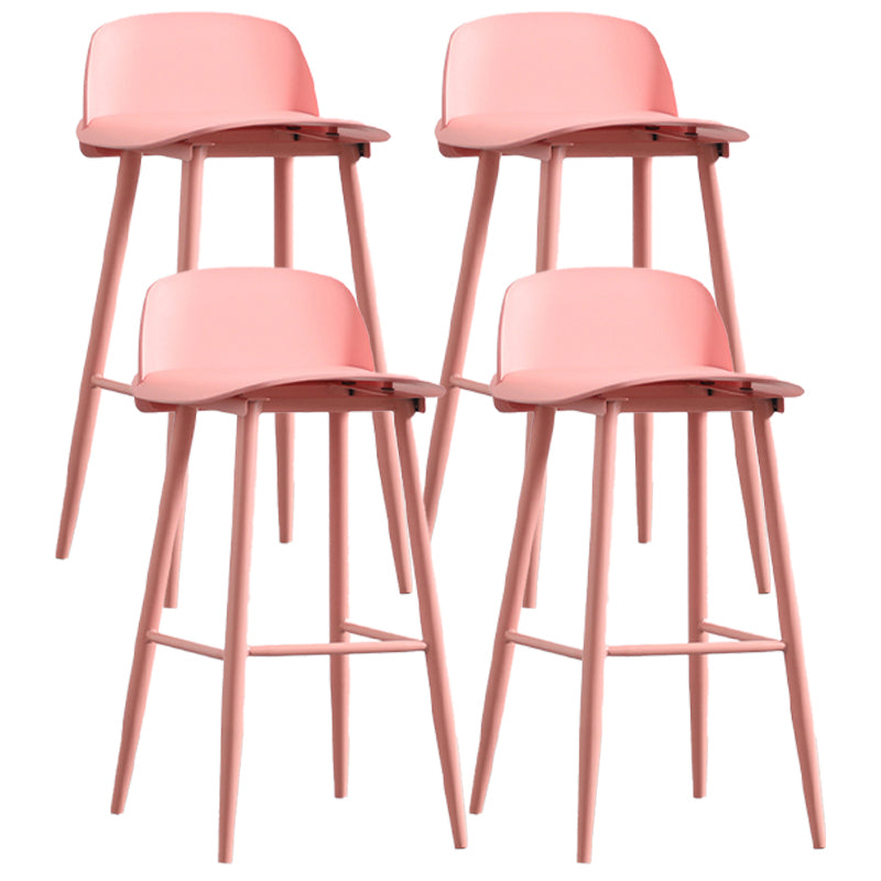 Scandinavian Style Bar-stool with Metal Legs Square Seat Counter Stool for Kitchen Bar Pink 4 Piece Set Clearhalo 'Bar Furniture' 'Bar Stools' 'bar_stools' 'furn' 'furn_bar_stools' 'furniture_bar_stools' 'Kitchen & Dining Furniture' 'kitchen&dining_furn' 'kitchen' 'kitchen_furn' Furniture' 4329480