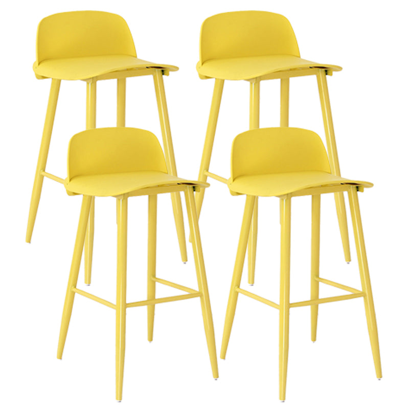 Scandinavian Style Bar-stool with Metal Legs Square Seat Counter Stool for Kitchen Bar Yellow 4 Piece Set Clearhalo 'Bar Furniture' 'Bar Stools' 'bar_stools' 'furn' 'furn_bar_stools' 'furniture_bar_stools' 'Kitchen & Dining Furniture' 'kitchen&dining_furn' 'kitchen' 'kitchen_furn' Furniture' 4329482