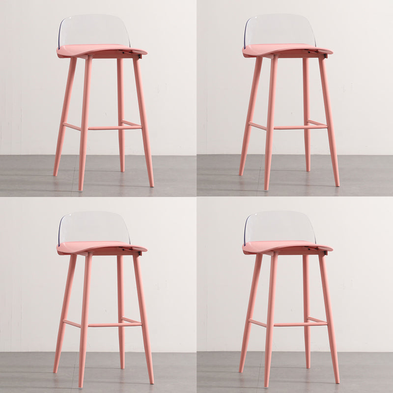 Scandinavian Style Bar-stool with Metal Legs Square Seat Counter Stool for Kitchen Bar Red Clear 4 Piece Set Clearhalo 'Bar Furniture' 'Bar Stools' 'bar_stools' 'furn' 'furn_bar_stools' 'furniture_bar_stools' 'Kitchen & Dining Furniture' 'kitchen&dining_furn' 'kitchen' 'kitchen_furn' Furniture' 4329486