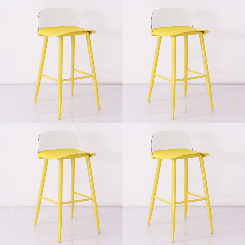 Scandinavian Style Bar-stool with Metal Legs Square Seat Counter Stool for Kitchen Bar Beige-Clear 4 Piece Set Clearhalo 'Bar Furniture' 'Bar Stools' 'bar_stools' 'furn' 'furn_bar_stools' 'furniture_bar_stools' 'Kitchen & Dining Furniture' 'kitchen&dining_furn' 'kitchen' 'kitchen_furn' Furniture' 4329488