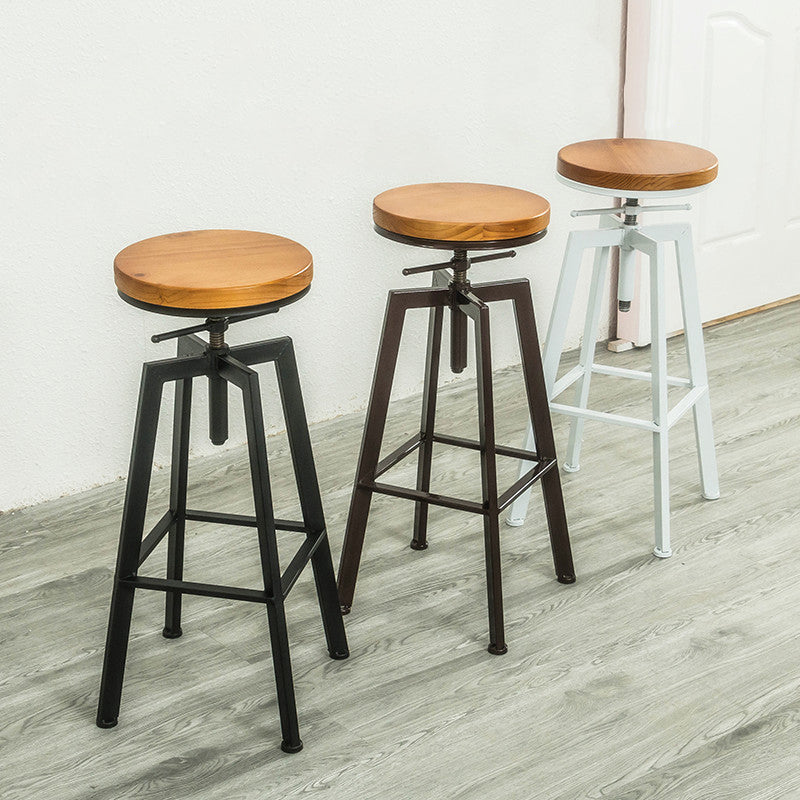 Industrial Iron Bar Stools with Footrest Adjustable Height Rotation Barstool Clearhalo 'Bar Furniture' 'Bar Stools' 'bar_stools' 'furn' 'furn_bar_stools' 'furniture_bar_stools' 'Kitchen & Dining Furniture' 'kitchen&dining_furn' 'kitchen' 'kitchen_furn' Furniture' 4329538