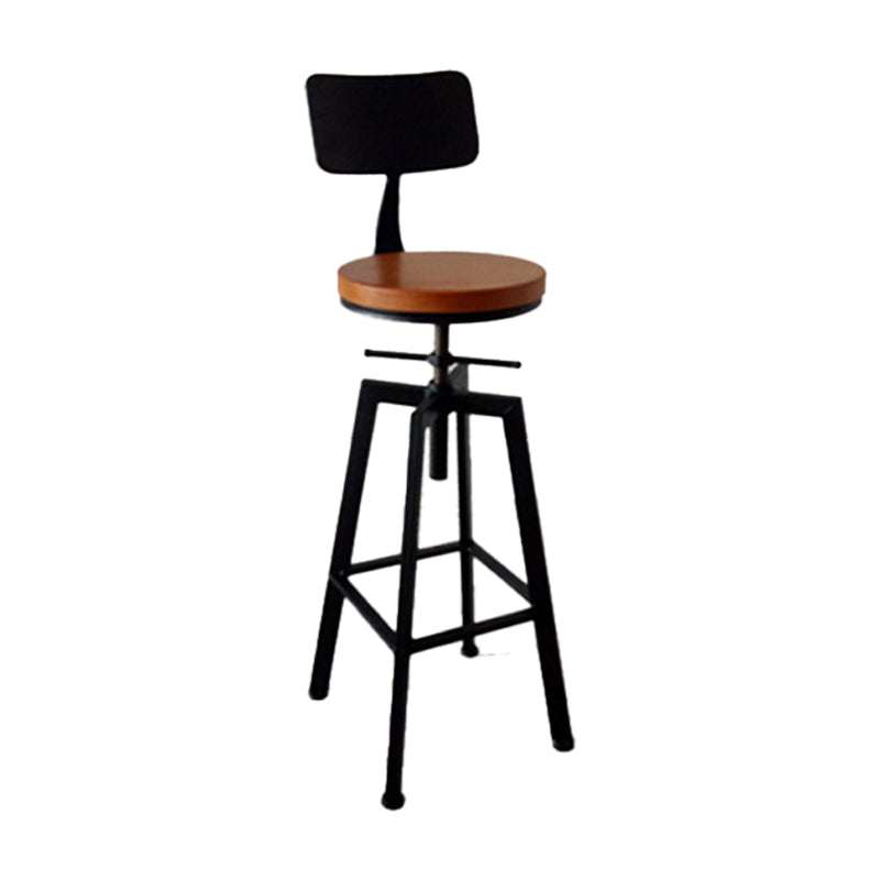 Industrial Iron Bar Stools with Footrest Adjustable Height Rotation Barstool Black With Back 1 Piece Clearhalo 'Bar Furniture' 'Bar Stools' 'bar_stools' 'furn' 'furn_bar_stools' 'furniture_bar_stools' 'Kitchen & Dining Furniture' 'kitchen&dining_furn' 'kitchen' 'kitchen_furn' Furniture' 4329539