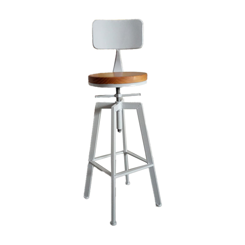 Industrial Iron Bar Stools with Footrest Adjustable Height Rotation Barstool White With Back 1 Piece Clearhalo 'Bar Furniture' 'Bar Stools' 'bar_stools' 'furn' 'furn_bar_stools' 'furniture_bar_stools' 'Kitchen & Dining Furniture' 'kitchen&dining_furn' 'kitchen' 'kitchen_furn' Furniture' 4329542