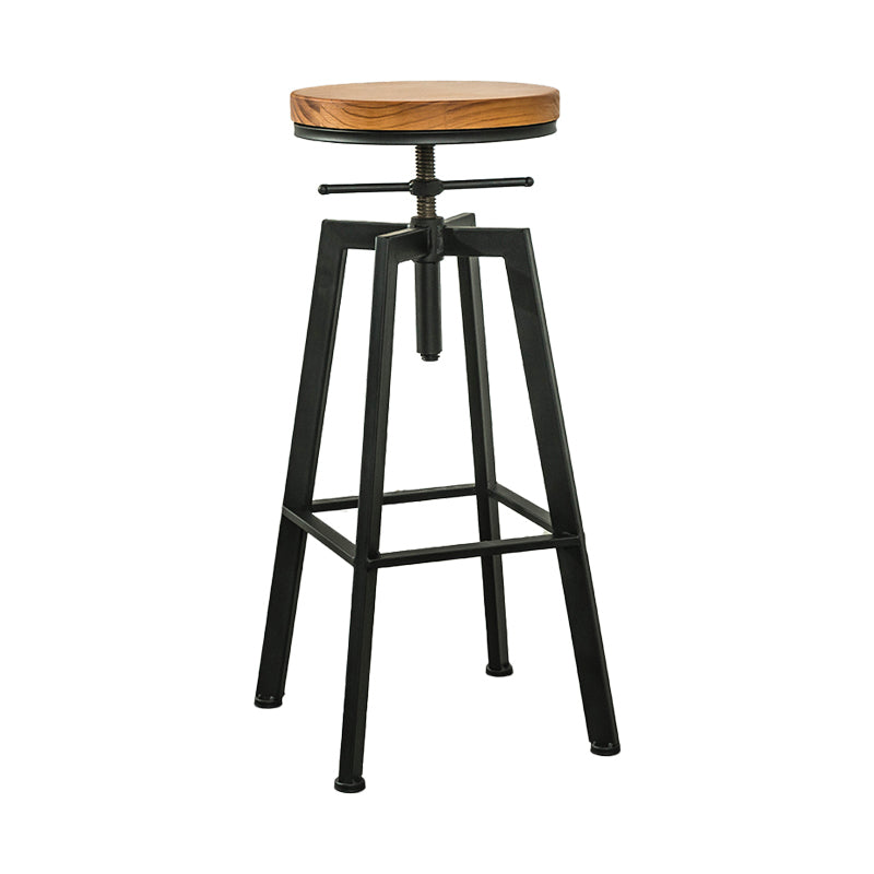 Industrial Iron Bar Stools with Footrest Adjustable Height Rotation Barstool Black Backless 1 Piece Clearhalo 'Bar Furniture' 'Bar Stools' 'bar_stools' 'furn' 'furn_bar_stools' 'furniture_bar_stools' 'Kitchen & Dining Furniture' 'kitchen&dining_furn' 'kitchen' 'kitchen_furn' Furniture' 4329544