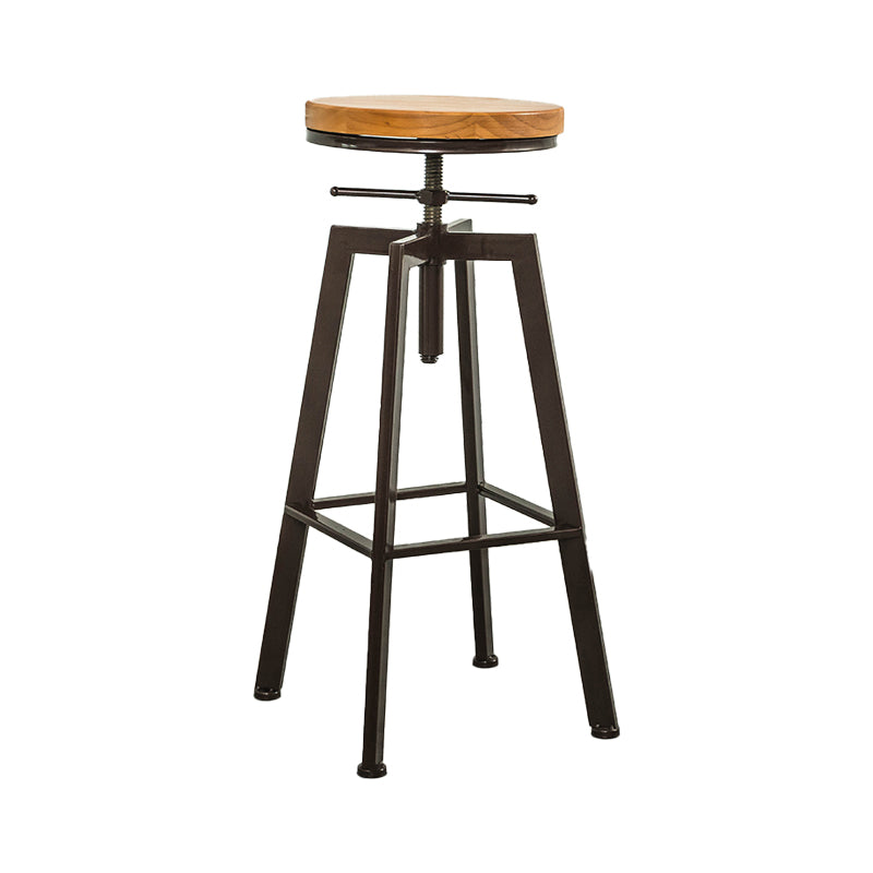 Industrial Iron Bar Stools with Footrest Adjustable Height Rotation Barstool Bronze Backless 1 Piece Clearhalo 'Bar Furniture' 'Bar Stools' 'bar_stools' 'furn' 'furn_bar_stools' 'furniture_bar_stools' 'Kitchen & Dining Furniture' 'kitchen&dining_furn' 'kitchen' 'kitchen_furn' Furniture' 4329546