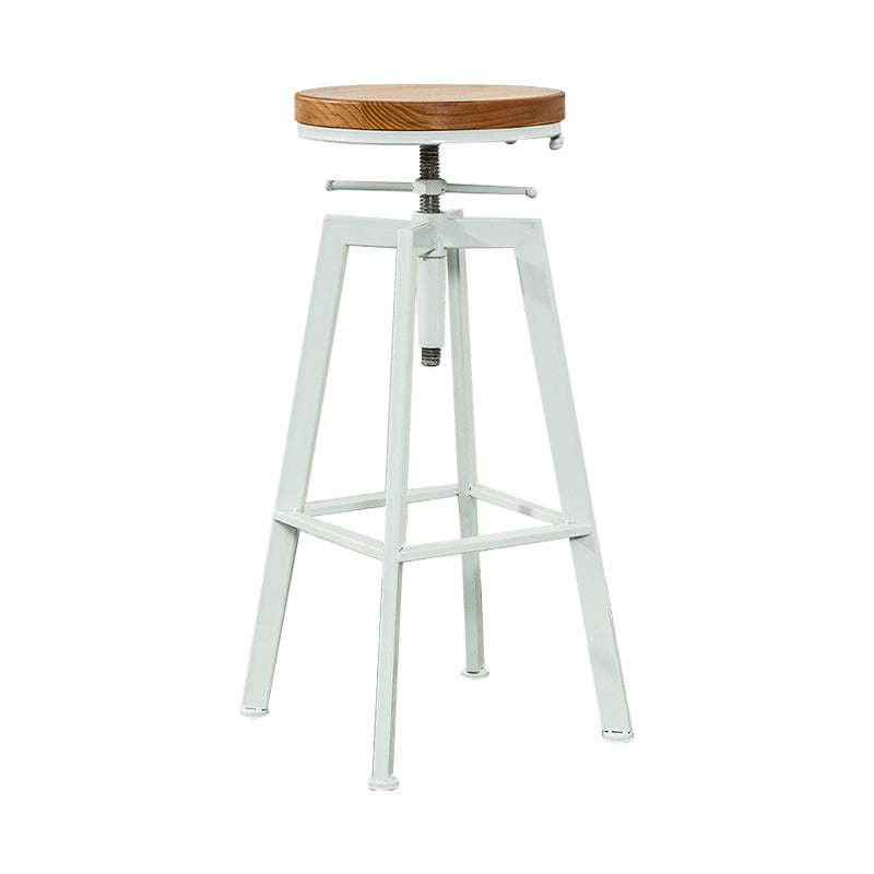 Industrial Iron Bar Stools with Footrest Adjustable Height Rotation Barstool White Backless 1 Piece Clearhalo 'Bar Furniture' 'Bar Stools' 'bar_stools' 'furn' 'furn_bar_stools' 'furniture_bar_stools' 'Kitchen & Dining Furniture' 'kitchen&dining_furn' 'kitchen' 'kitchen_furn' Furniture' 4329548