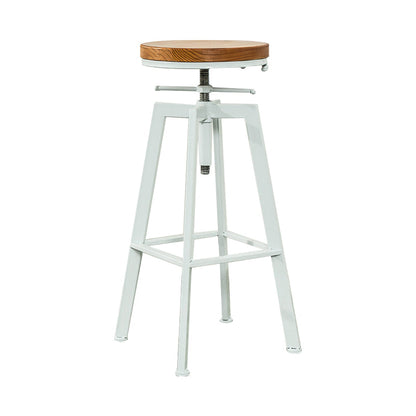 Industrial Iron Bar Stools with Footrest Adjustable Height Rotation Barstool White Backless 1 Piece Clearhalo 'Bar Furniture' 'Bar Stools' 'bar_stools' 'furn' 'furn_bar_stools' 'furniture_bar_stools' 'Kitchen & Dining Furniture' 'kitchen&dining_furn' 'kitchen' 'kitchen_furn' Furniture' 4329548