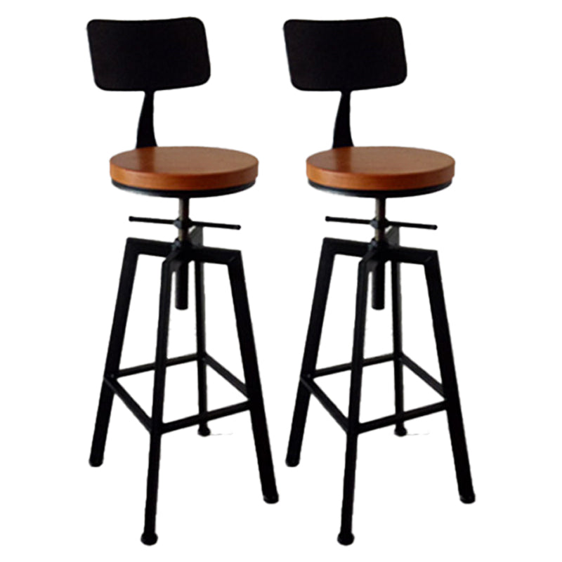 Industrial Iron Bar Stools with Footrest Adjustable Height Rotation Barstool Black With Back 2 Piece Set Clearhalo 'Bar Furniture' 'Bar Stools' 'bar_stools' 'furn' 'furn_bar_stools' 'furniture_bar_stools' 'Kitchen & Dining Furniture' 'kitchen&dining_furn' 'kitchen' 'kitchen_furn' Furniture' 4329550