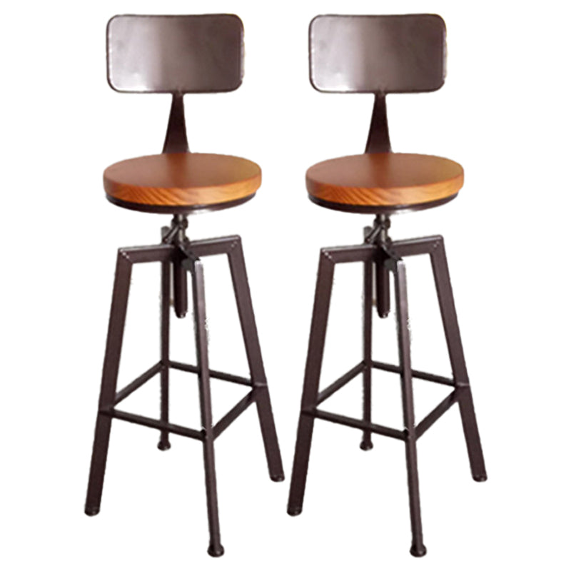 Industrial Iron Bar Stools with Footrest Adjustable Height Rotation Barstool Bronze With Back 2 Piece Set Clearhalo 'Bar Furniture' 'Bar Stools' 'bar_stools' 'furn' 'furn_bar_stools' 'furniture_bar_stools' 'Kitchen & Dining Furniture' 'kitchen&dining_furn' 'kitchen' 'kitchen_furn' Furniture' 4329551