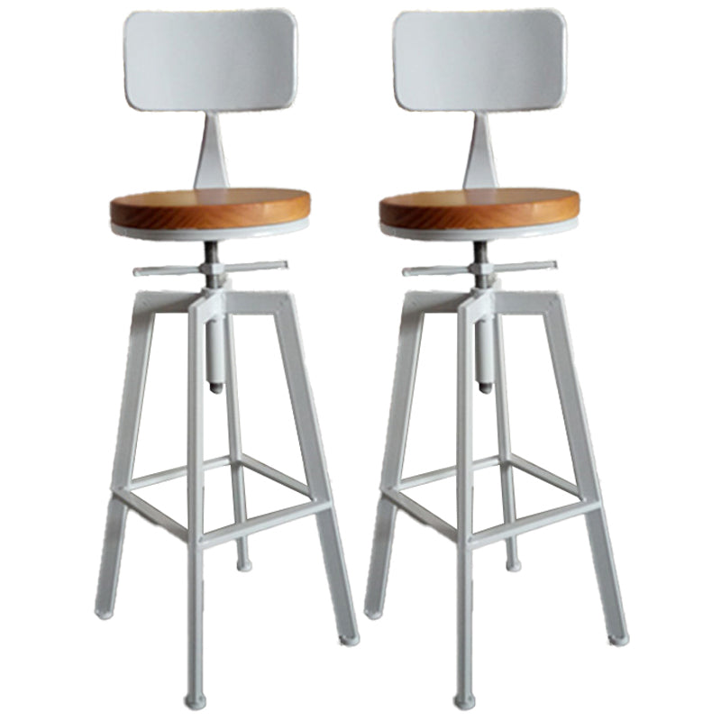 Industrial Iron Bar Stools with Footrest Adjustable Height Rotation Barstool White With Back 2 Piece Set Clearhalo 'Bar Furniture' 'Bar Stools' 'bar_stools' 'furn' 'furn_bar_stools' 'furniture_bar_stools' 'Kitchen & Dining Furniture' 'kitchen&dining_furn' 'kitchen' 'kitchen_furn' Furniture' 4329552