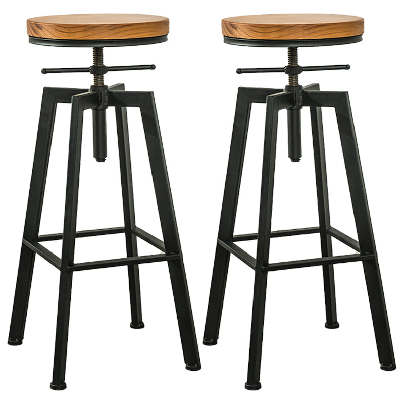 Industrial Iron Bar Stools with Footrest Adjustable Height Rotation Barstool Black Backless 2 Piece Set Clearhalo 'Bar Furniture' 'Bar Stools' 'bar_stools' 'furn' 'furn_bar_stools' 'furniture_bar_stools' 'Kitchen & Dining Furniture' 'kitchen&dining_furn' 'kitchen' 'kitchen_furn' Furniture' 4329553