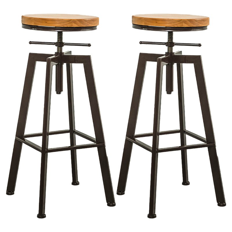 Industrial Iron Bar Stools with Footrest Adjustable Height Rotation Barstool Bronze Backless 2 Piece Set Clearhalo 'Bar Furniture' 'Bar Stools' 'bar_stools' 'furn' 'furn_bar_stools' 'furniture_bar_stools' 'Kitchen & Dining Furniture' 'kitchen&dining_furn' 'kitchen' 'kitchen_furn' Furniture' 4329554