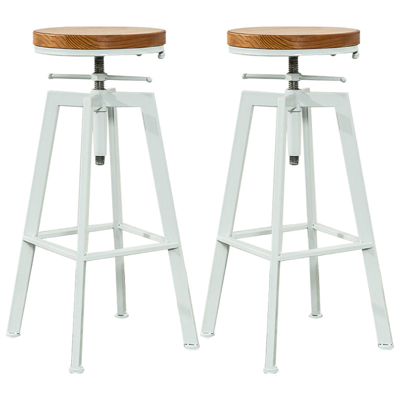 Industrial Iron Bar Stools with Footrest Adjustable Height Rotation Barstool White Backless 2 Piece Set Clearhalo 'Bar Furniture' 'Bar Stools' 'bar_stools' 'furn' 'furn_bar_stools' 'furniture_bar_stools' 'Kitchen & Dining Furniture' 'kitchen&dining_furn' 'kitchen' 'kitchen_furn' Furniture' 4329555