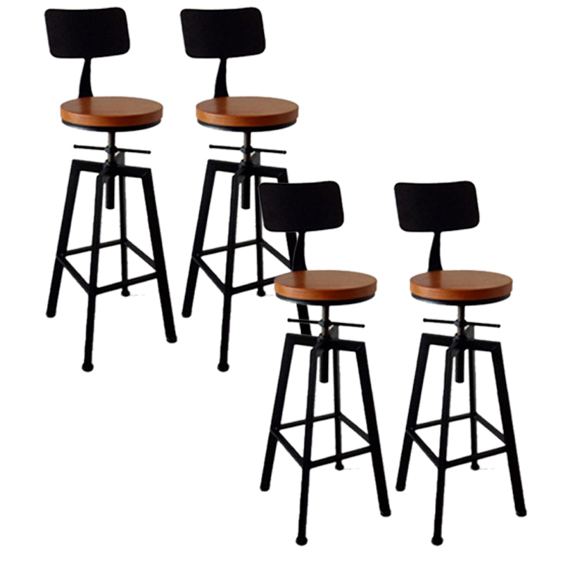 Industrial Iron Bar Stools with Footrest Adjustable Height Rotation Barstool Black With Back 4 Piece Set Clearhalo 'Bar Furniture' 'Bar Stools' 'bar_stools' 'furn' 'furn_bar_stools' 'furniture_bar_stools' 'Kitchen & Dining Furniture' 'kitchen&dining_furn' 'kitchen' 'kitchen_furn' Furniture' 4329556