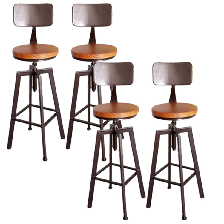 Industrial Iron Bar Stools with Footrest Adjustable Height Rotation Barstool Bronze With Back 4 Piece Set Clearhalo 'Bar Furniture' 'Bar Stools' 'bar_stools' 'furn' 'furn_bar_stools' 'furniture_bar_stools' 'Kitchen & Dining Furniture' 'kitchen&dining_furn' 'kitchen' 'kitchen_furn' Furniture' 4329557