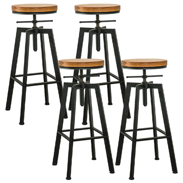Industrial Iron Bar Stools with Footrest Adjustable Height Rotation Barstool Black Backless 4 Piece Set Clearhalo 'Bar Furniture' 'Bar Stools' 'bar_stools' 'furn' 'furn_bar_stools' 'furniture_bar_stools' 'Kitchen & Dining Furniture' 'kitchen&dining_furn' 'kitchen' 'kitchen_furn' Furniture' 4329559