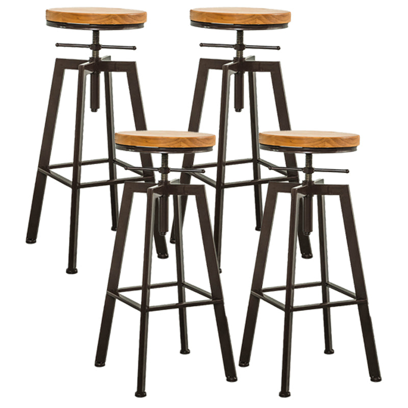 Industrial Iron Bar Stools with Footrest Adjustable Height Rotation Barstool Bronze Backless 4 Piece Set Clearhalo 'Bar Furniture' 'Bar Stools' 'bar_stools' 'furn' 'furn_bar_stools' 'furniture_bar_stools' 'Kitchen & Dining Furniture' 'kitchen&dining_furn' 'kitchen' 'kitchen_furn' Furniture' 4329560