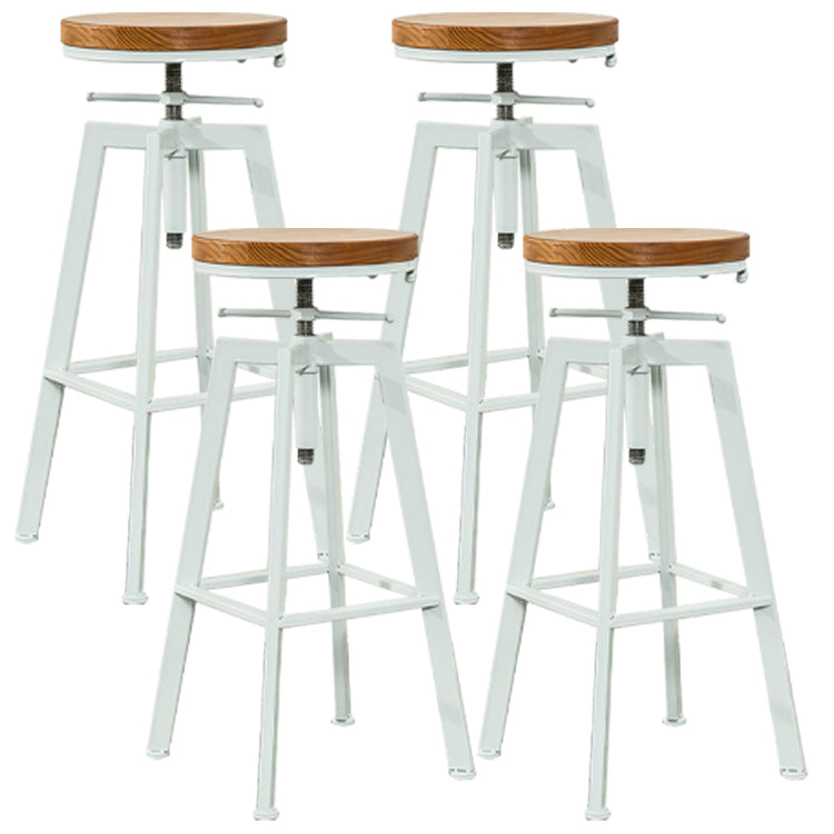 Industrial Iron Bar Stools with Footrest Adjustable Height Rotation Barstool White Backless 4 Piece Set Clearhalo 'Bar Furniture' 'Bar Stools' 'bar_stools' 'furn' 'furn_bar_stools' 'furniture_bar_stools' 'Kitchen & Dining Furniture' 'kitchen&dining_furn' 'kitchen' 'kitchen_furn' Furniture' 4329561