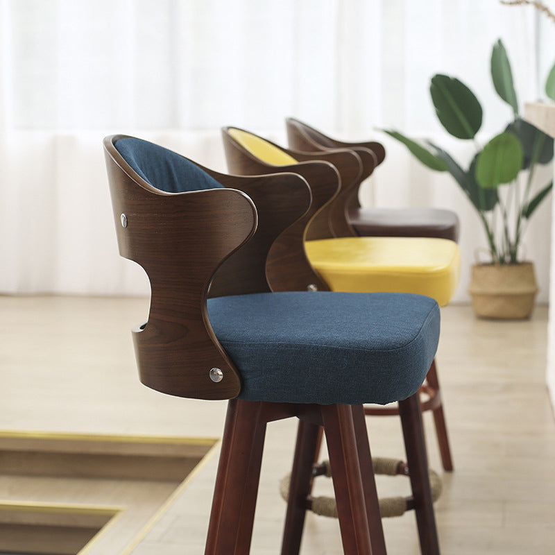 Nordic Style Counter and Bar Stool Backrest Solid Wood Upholstered Counter Chair Clearhalo 'Bar Furniture' 'Bar Stools' 'bar_stools' 'furniture_bar_stools' 'Kitchen & Dining Furniture' 'kitchen&dining_furn' 'kitchen' 'kitchen_furn' Furniture' 4329568