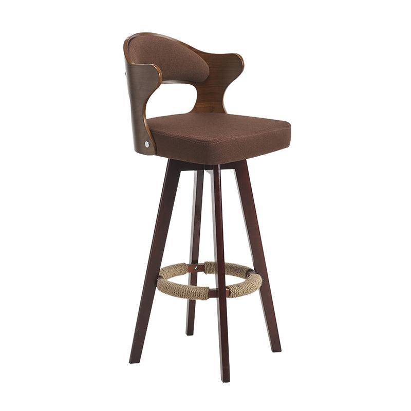 Nordic Style Counter and Bar Stool Backrest Solid Wood Upholstered Counter Chair Coffee 1 Piece Clearhalo 'Bar Furniture' 'Bar Stools' 'bar_stools' 'furniture_bar_stools' 'Kitchen & Dining Furniture' 'kitchen&dining_furn' 'kitchen' 'kitchen_furn' Furniture' 4329569